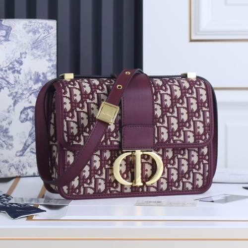 Dior Womens Bags Crossbody Bags Luxury Brand 30 MONTAIGNE BAG Burgundy Dior Oblique Jacquard M9203UTZQ_M974 with Original Box