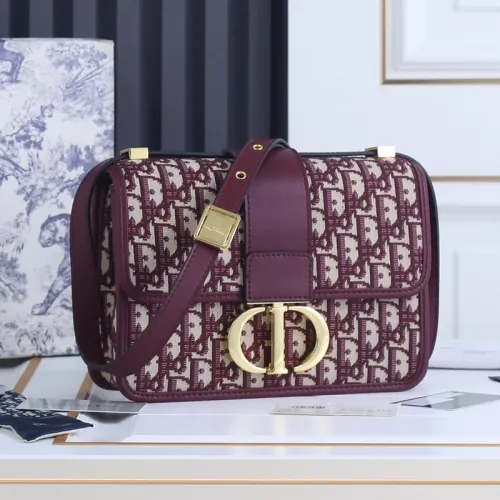 Dior Womens Bags Crossbody Bags Luxury Brand 30 MONTAIGNE BAG Burgundy Dior Oblique Jacquard M9203UTZQ_M974 with Original Box