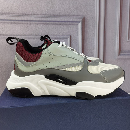 Dior Womens Shoes Sneakers Luxury Brand Breathable Design B22 SNEAKER Cream and Lavender Technical Mesh with Light Green and Gray Smooth Calfskin with Original Box 3SN231YXX_H861