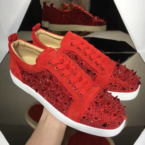 Christian Louboutin Mens Shoes Luxury Brand Red Bottom Design Louis Junior Spikes Flat with Original Box CL sneakers