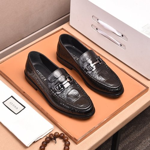 Gucci Mens Shoes Leather Design Luxury Brand Business Dress Shoes for Men with Original Box