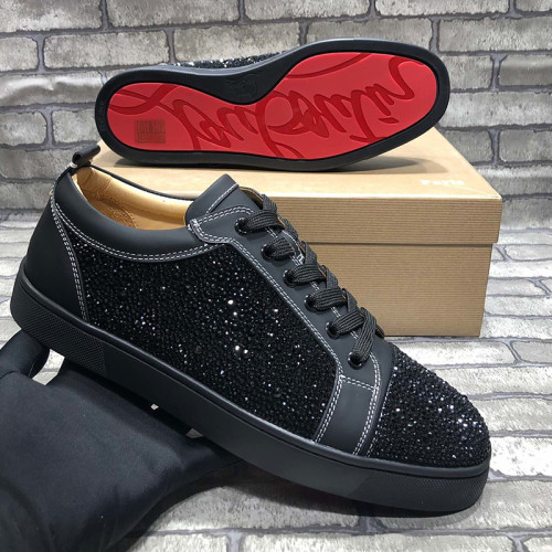Christian Louboutin Mens Shoes Luxury Brand Red Bottom Design Louis Junior Spikes Flat with Original Box CL sneakers