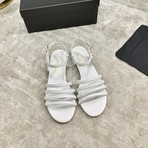 Chanel Womens Shoes Sandals Lambskin White
