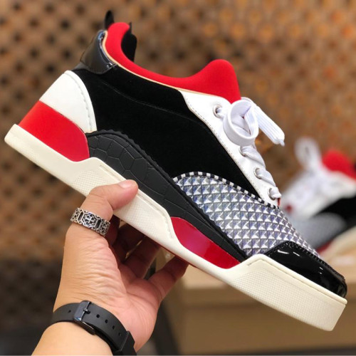 Christian Louboutin Mens Shoes Luxury Brand Red Bottom Design Louis Junior Spikes Flat