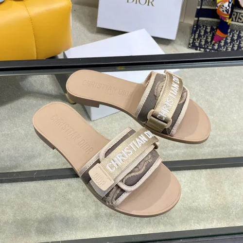 Dior Womens Shoes Sandals Slippers Slide Luxury Brand DIO(R)EVOLUTION SLIDE Shiny Technical Fabric with Dior Oblique Print with Original Box