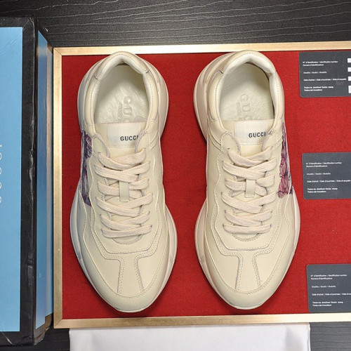Gucci Mens Shoes Sneakers Luxury Brand Men's Rhyton leather sneaker with Original Box