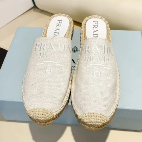 Prada Womens Shoes Casual Luxury Brand Breathable Hemp espadrilles Shoes Sandals Slippers with Original Box