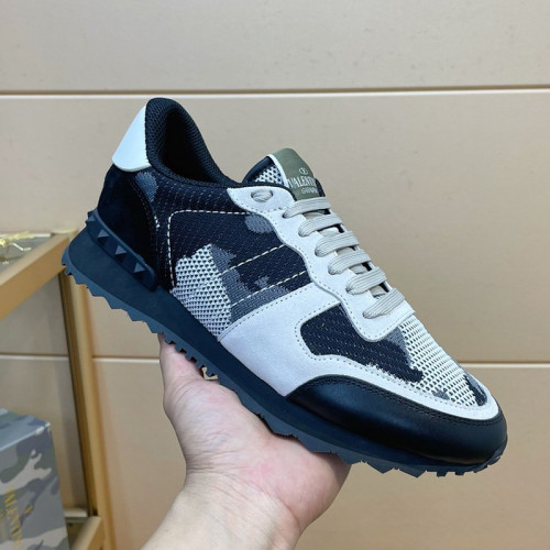 Valentino Men Shoes Fashion Design Luxury Brand ROCKRUNNER CAMOUFLAGE LAMINATED STUDDED SNEAKER with Original Box
