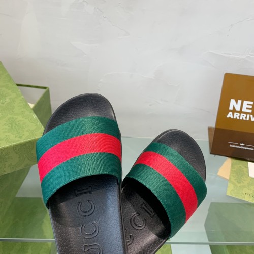 Gucci Mens Shoes Flat Sandals Slippers Luxury Brand Men's Web rubber slide sandal with Original Box 429469 GIB10 9079
