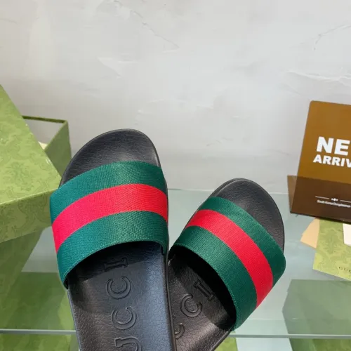 Gucci Mens Shoes Flat Sandals Slippers Luxury Brand Men's Web rubber slide sandal with Original Box 429469 GIB10 9079
