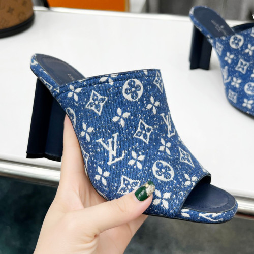 Louis Vuitton Womens Shoes Sandals Slippers Luxury Brand SILHOUETTE MULE 1A9PX4 Navy Blue Monogram denim with Original Box