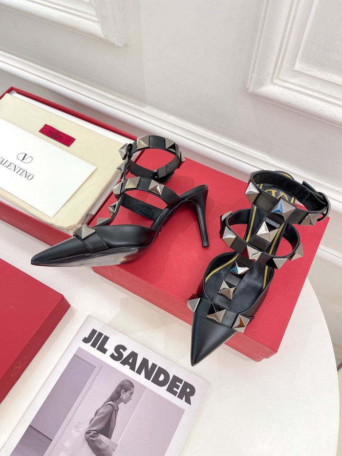 Valentino Women Shoes Mule Flip Flop Sandals ROMAN STUD SLIDE SANDAL IN QUILTED NAPPA with Original Box Luxury Brand 8cm Heel Design