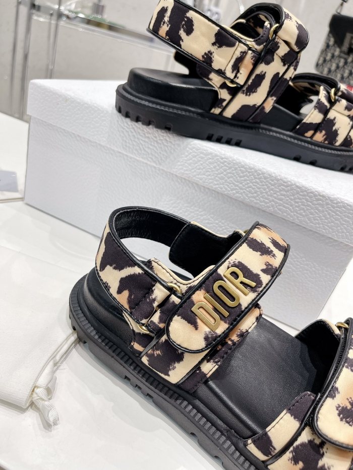 Dior Women Shoes Sandals Luxury Brand DIORACT SANDAL Multicolor Printed Silk with Original Box KCQ549MZS_S57P