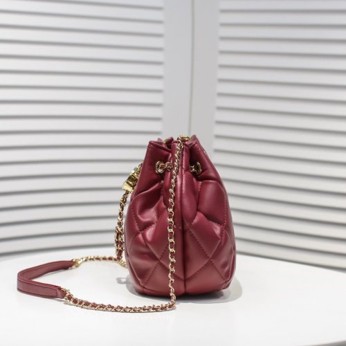 Chanel Womens Bags Drawstring Chain Small Bucket Bag