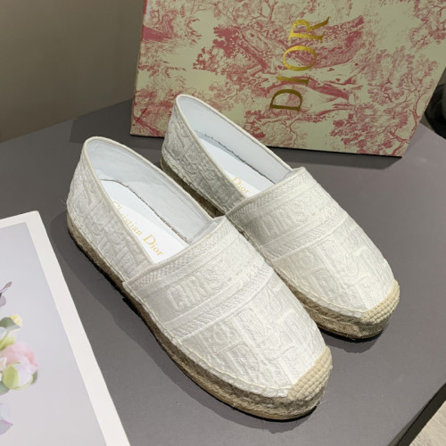 Dior Women Shoes Luxury Brand Design Dior Espadrille Nude Mesh Embroidery Womens Shoes with Original Box