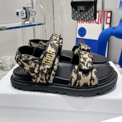 Dior Women Shoes Sandals Luxury Brand DIORACT SANDAL Multicolor Printed Silk with Original Box KCQ549MZS_S57P