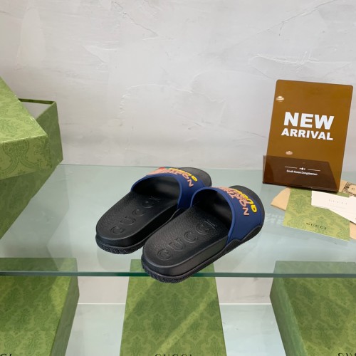 Gucci Mens Shoes Flat Sandals Slippers Luxury Brand Men's Web rubber slide sandal with Original Box 429469 GIB10 9079