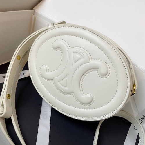Celine Womens Bags Crossbody Design Luxury Brand CROSSBODY OVAL PURSE CUIR TRIOMPHE IN SMOOTH CALFSKIN with Original Box