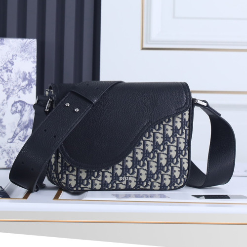 Dior Mens Bags Shoulder Messenger Bags Luxury Brand Dior MINI SADDLE MESSENGER BAG Beige and Black Dior Oblique Jacquard and Black Grained Calfskin with Original Box