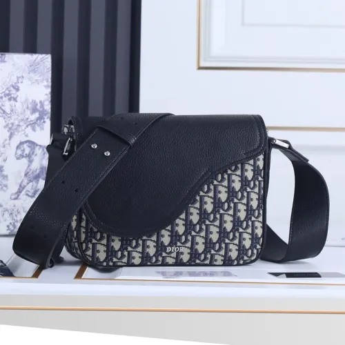 Dior Mens Bags Shoulder Messenger Bags Luxury Brand Dior MINI SADDLE MESSENGER BAG Beige and Black Dior Oblique Jacquard and Black Grained Calfskin with Original Box