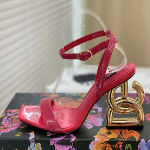 Dolce&Gabbana Womens Shoes Sandals Slippers Luxury Brand Fashion Patent leather sandals with DG Pop heel with Original Box