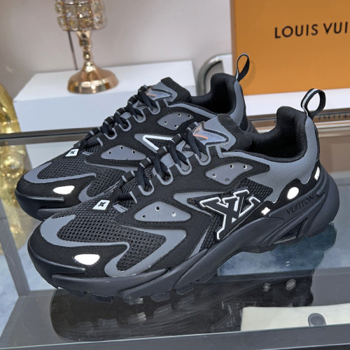Louis Vuitton Men Shoes Fashion Sneakers Luxury Brand Mens LV RUNNER TATIC SNEAKER Black Mix of materials with Original Box 1A9UO2