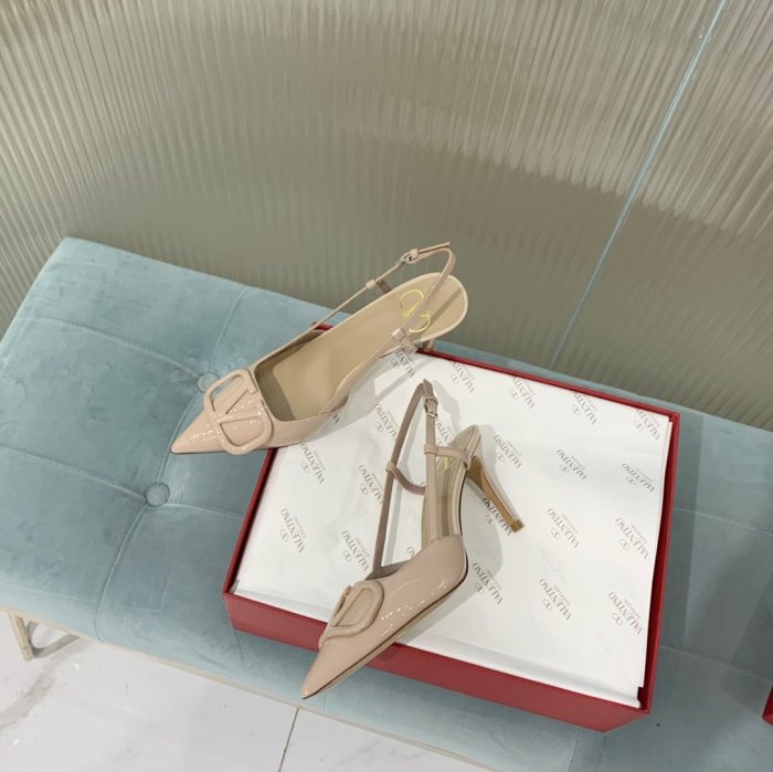 Valentino Women Shoes Mule Flip Flop Sandals VLOGO SIGNATURE CALFSKIN SLINGBACK PUMP 80 MM / 3.15 IN. with Original Box