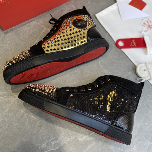 Christian Louboutin Mens Shoes Luxury Brand Red Bottom Design Louis Junior Spikes Flat with Original Box CL sneakers