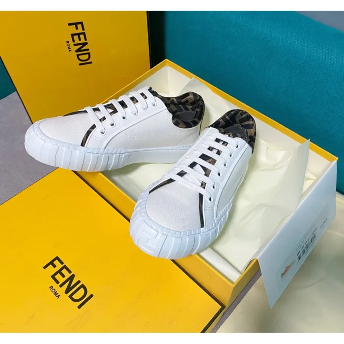 Fendi Mens Shoes FENDI FORCE White Canvas and TPU Low-tops 8E8110AF5AF1DV4 with Original Box