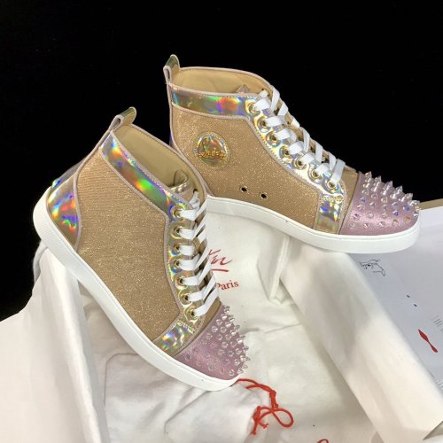 Christian Louboutin Mens Shoes Luxury Brand Red Bottom Design Louis Junior Spikes Flat with Original Box CL sneakers