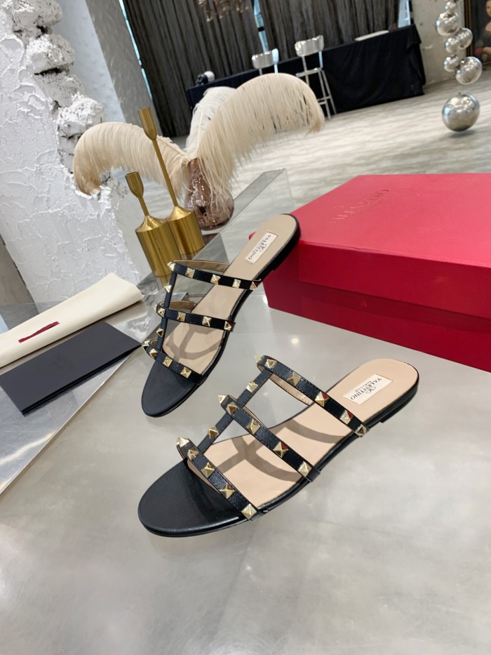 Valentino Women Shoes Mule Flip Flop Sandals ROMAN STUD SLIDE SANDAL IN QUILTED NAPPA with Original Box Luxury Brand
