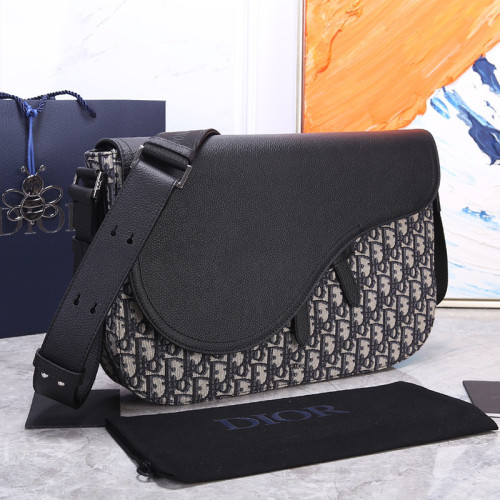Dior Mens Bags Shoulder Messenger Bags Luxury Brand SADDLE MESSENGER BAG Beige and Black Dior Oblique Jacquard and Black Grained Calfskin with Original Box