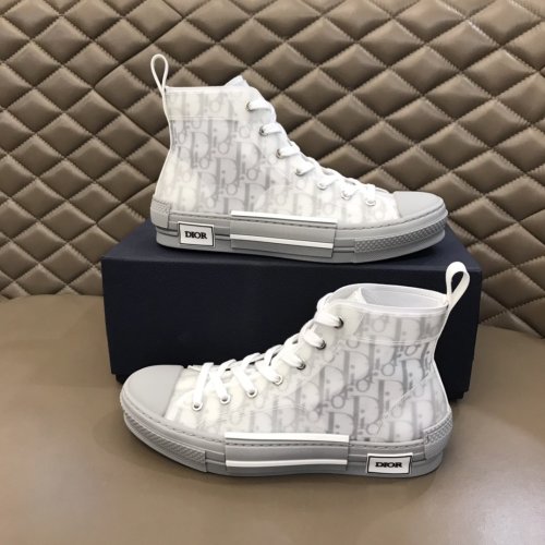 Dior Men Shoes Casual Luxury Brand B23 High-Top Sneaker Reflective Gray Dior Oblique Canvas 3SH118YNT_H068