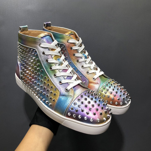 Christian Louboutin Mens Shoes Luxury Brand Red Bottom Design Louis Junior Spikes Flat with Original Box CL sneakers