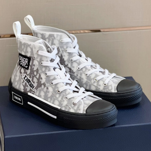 Dior Mens Shoes Sneakers Casual Luxury Brand B23 HIGH-TOP SNEAKER Dior Oblique Canvas with Original Box 3SH118ZMK_H761