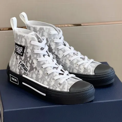 Dior Mens Shoes Sneakers Casual Luxury Brand B23 HIGH-TOP SNEAKER Dior Oblique Canvas with Original Box 3SH118ZMK_H761