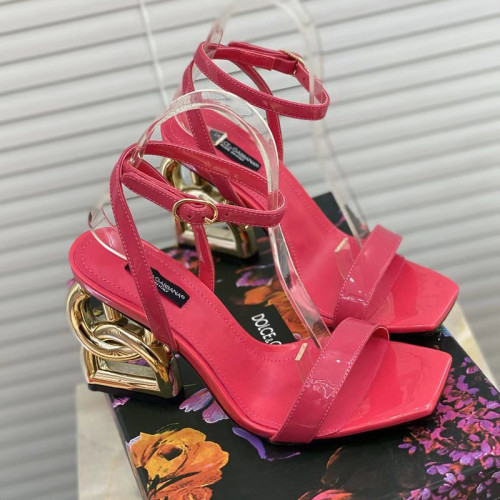 Dolce&Gabbana Womens Shoes Sandals Slippers Luxury Brand Fashion Patent leather sandals with DG Pop heel with Original Box