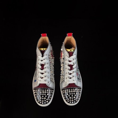 Christian Louboutin Mens Shoes Luxury Brand Red Bottom Design Louis Junior Spikes Flat with Original Box CL sneakers