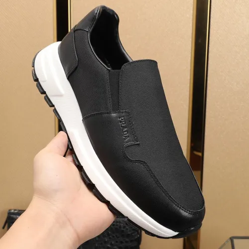 Prada Men Shoes Luxury Brand Sneakers Prax 01 Leather And Technical Fabric Slip-On Sneakers
