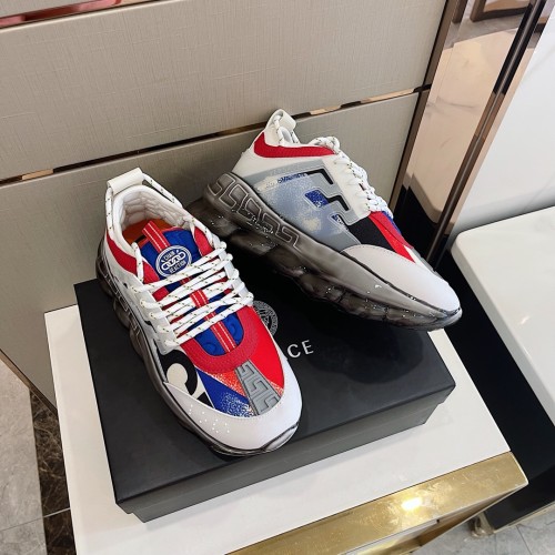 Versace Men Shoes Fashion Sneakers Luxury Brand with Original Box Top Quality Breathable Mens Sneakers Chain Reaction Multi-Color Rubber Suede