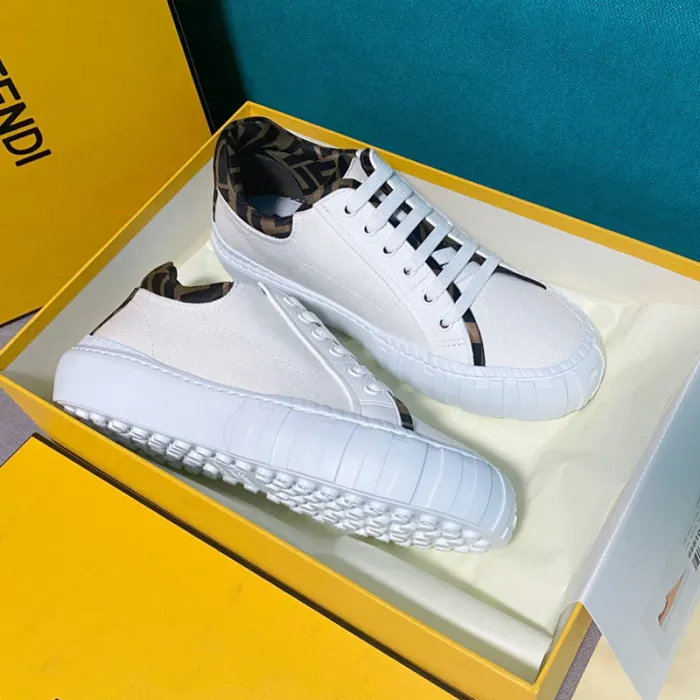 Fendi Mens Shoes FENDI FORCE White Canvas and TPU Low-tops 8E8110AF5AF1DV4 with Original Box