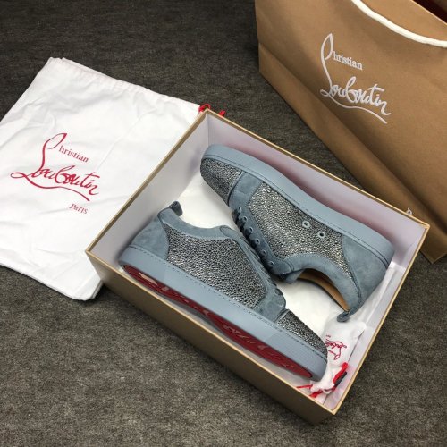 Christian Louboutin Mens Shoes Luxury Brand Red Bottom Design Louis Junior Spikes Flat with Original Box CL sneakers