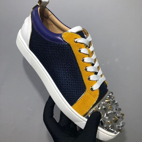 Christian Louboutin Mens Shoes Luxury Brand Red Bottom Design Louis Junior Spikes Flat with Original Box CL sneakers