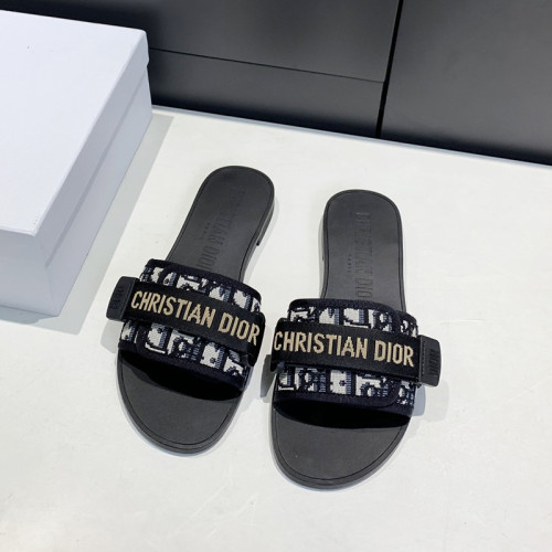 Dior Womens Shoes Sandals Slippers Slide Luxury Brand DIO(R)EVOLUTION SLIDE Shiny Technical Fabric with Dior Oblique Print with Original Box