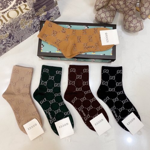 Gucci Socks 5 Pairs with Original Box Luxury Brand Breathable Gucci Sock