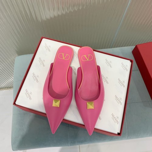Valentino Women Shoes Mule Flip Flop Sandals ROMAN STUD FLAT MULE IN CALFSKIN with Original Box Luxury Brand