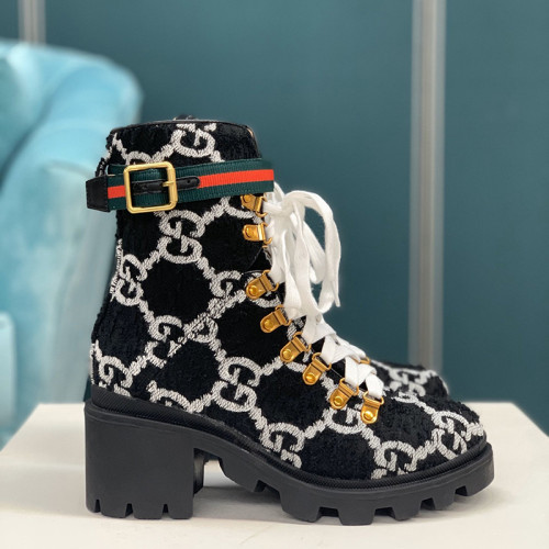 Gucci Women Shoes Boots Luxury Brand Fashion Leather ankle boot with Sylvie Web