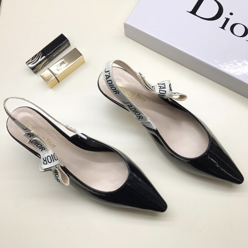 Dior Women Shoes Luxury Design Fashion Type High Heel Shoes for Wedding Style J'ADIOR SLINGBACK PUMP Black Patent Calfskin
