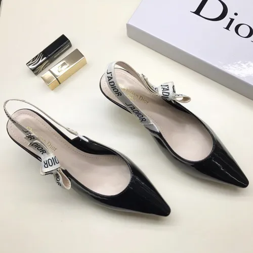 Dior Women Shoes Luxury Design Fashion Type High Heel Shoes for Wedding Style J'ADIOR SLINGBACK PUMP Black Patent Calfskin