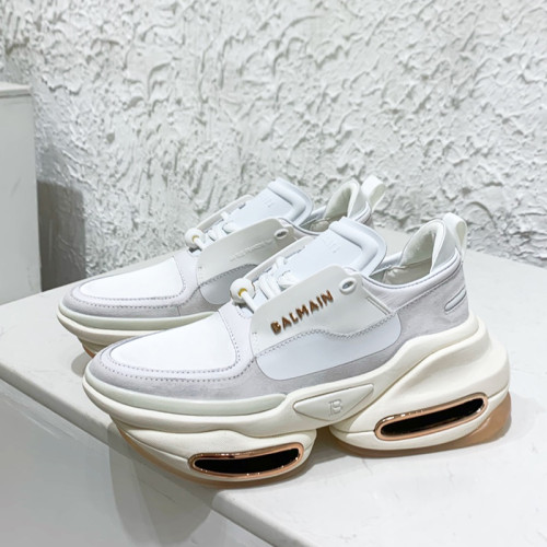 Balmain Women Shoes Sneakers Luxury Brand White leather and suede B-Bold low-top sneakers UN1C541LSSY0FA